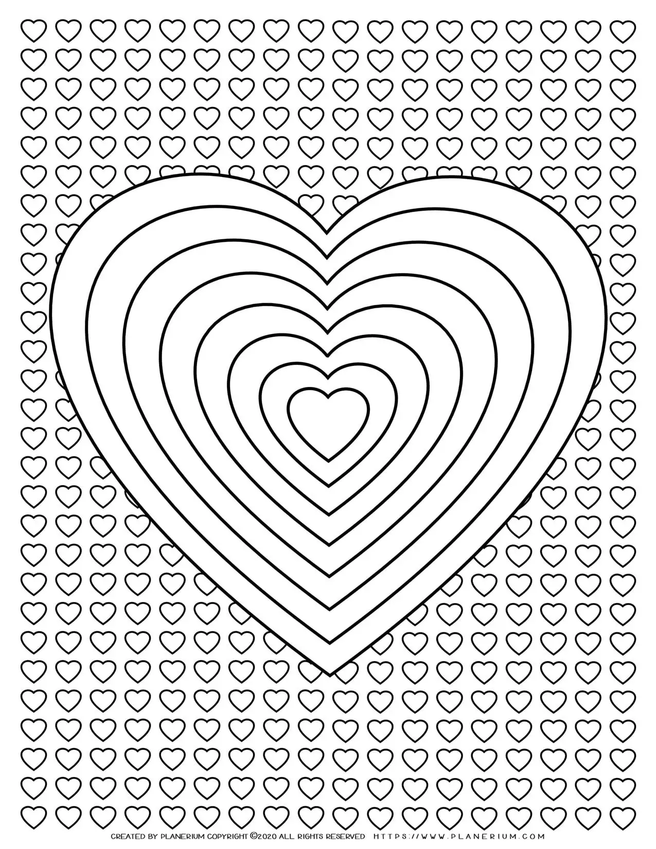 Valentines Day - Coloring Page - Heart Riddles With Hearts Background | Planerium