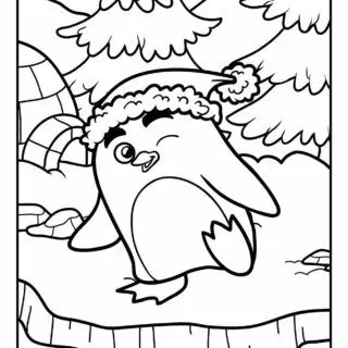 Animals Coloring Page - Penguin In Snow | Planerium