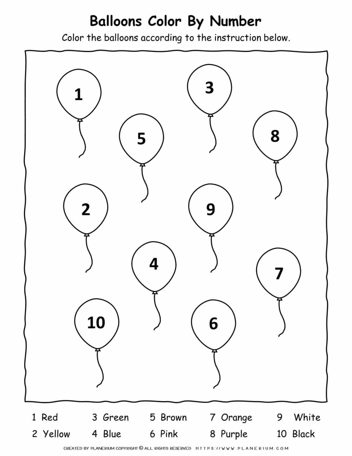 Color By Addition Worksheet Balloons