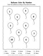 Color By Number - Ten Balloons | Planerium