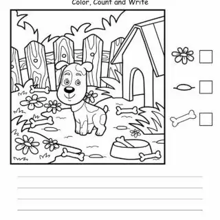 How Many Worksheet - A Dog And A Doghouse | Planerium