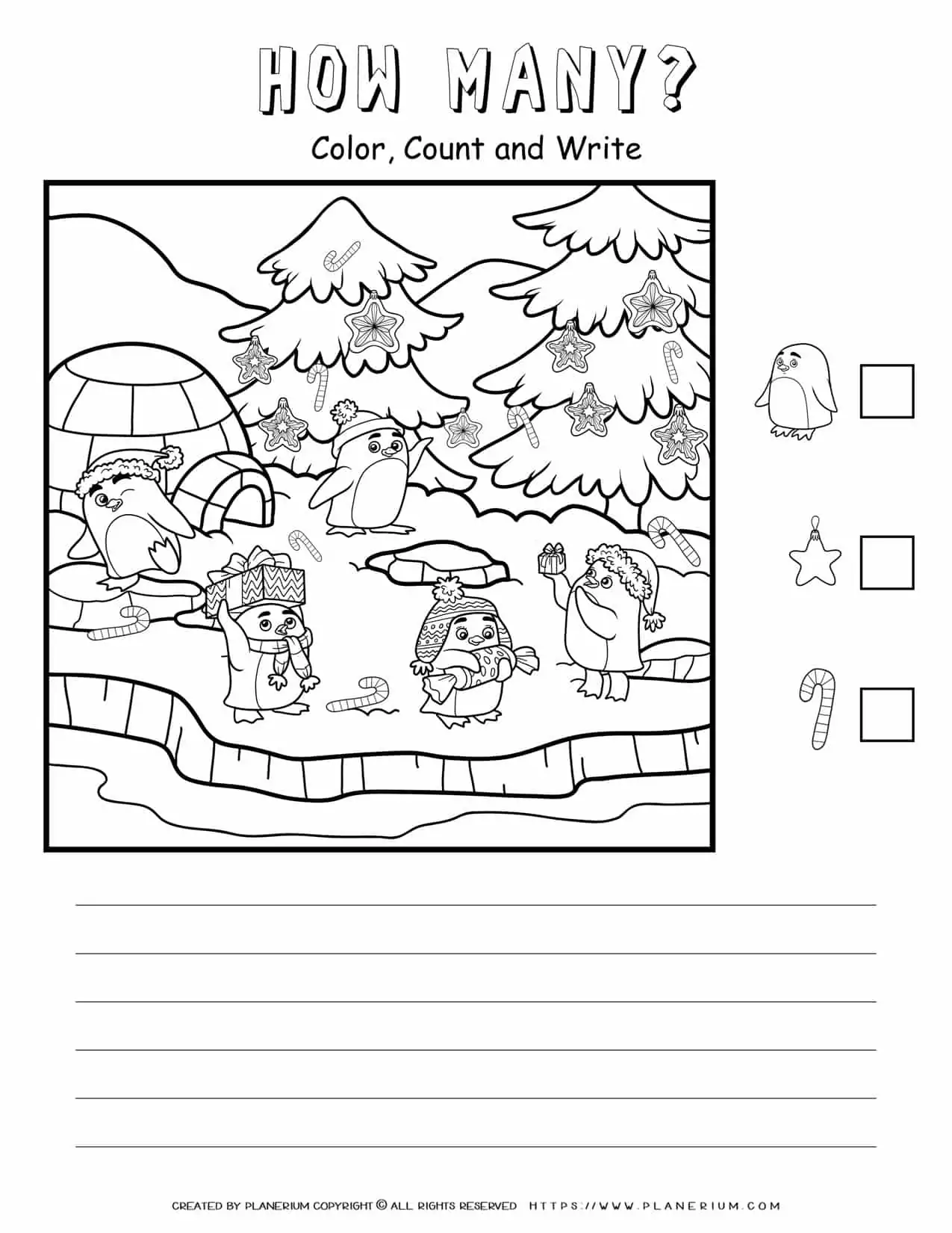 How Many Worksheet - Penguins In The Ice | Planerium