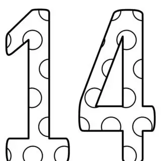 Numbers Coloring Pages - Decorated Fourteen | Planerium