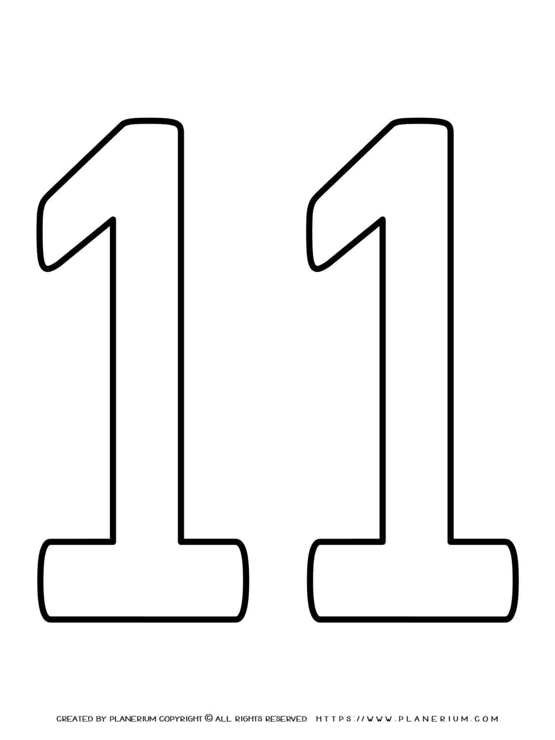 number 11 clipart black and white