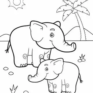 Animals Coloring Page - Elephants | Planerium