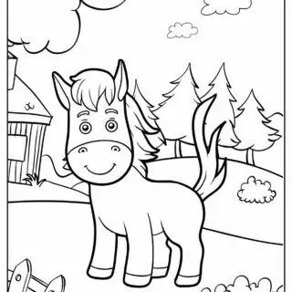 Animals Coloring Page - Horse In a Farm | Planerium