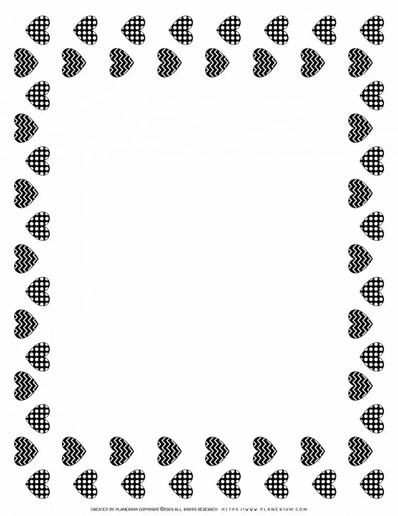 Page Border - Hearts with Patterns | Planerium