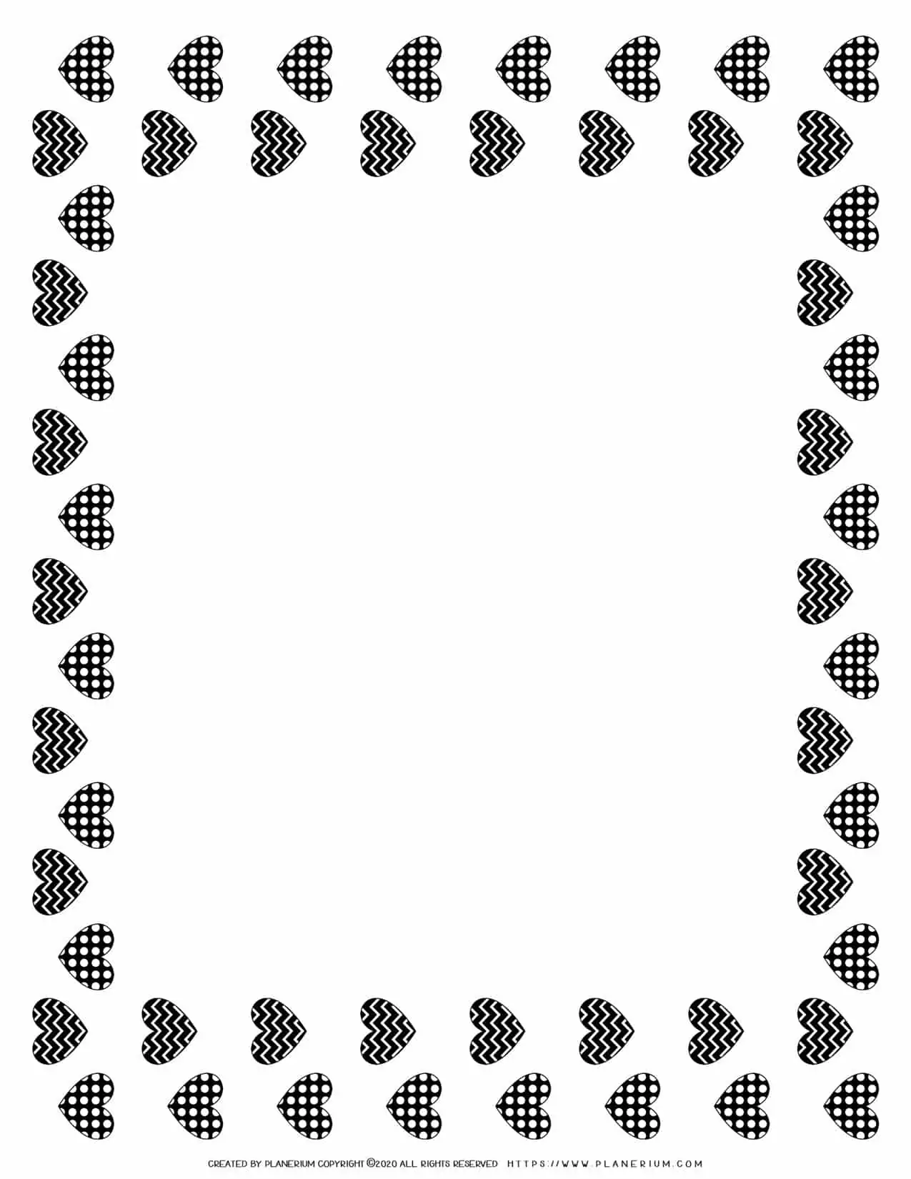 Page Border - Hearts with Patterns | Planerium
