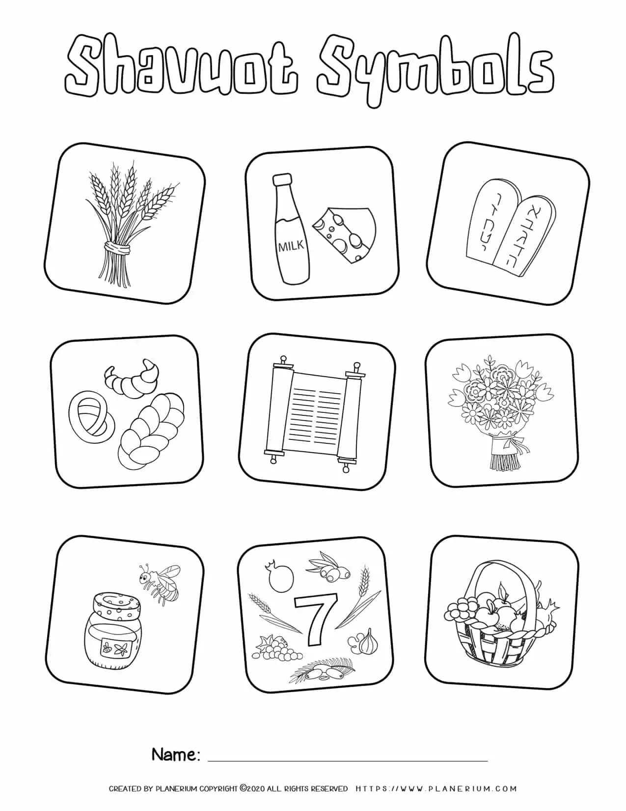 Shavuot Coloring Page - Symbols | Planerium