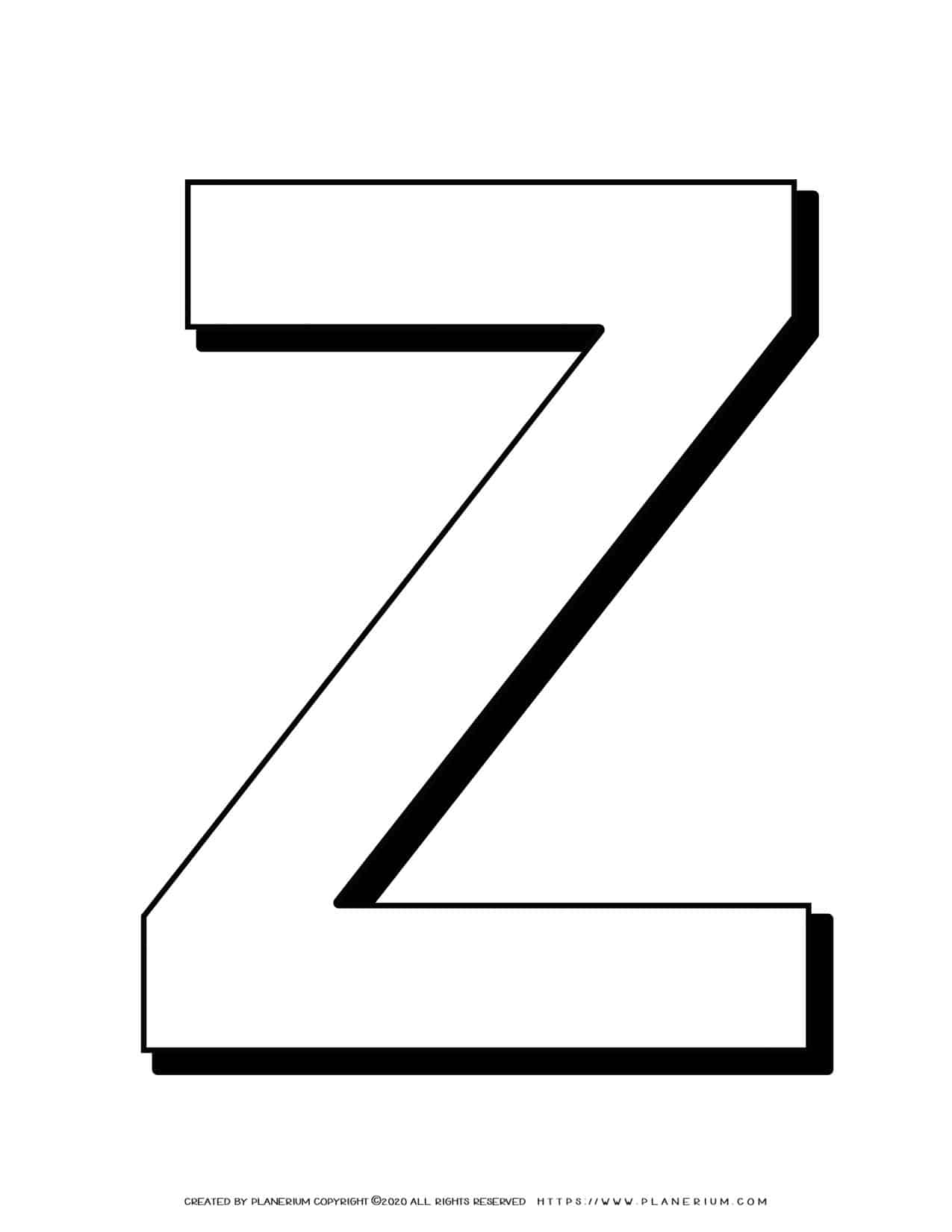 Alphabet Coloring Pages - English Letters - Capital Z | Planerium