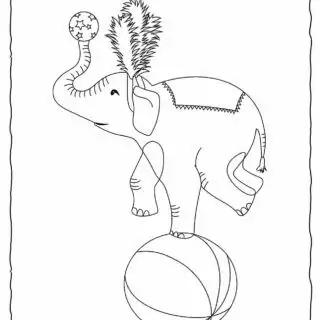 Circus Coloring Page - Elephant on a Ball | Planerium