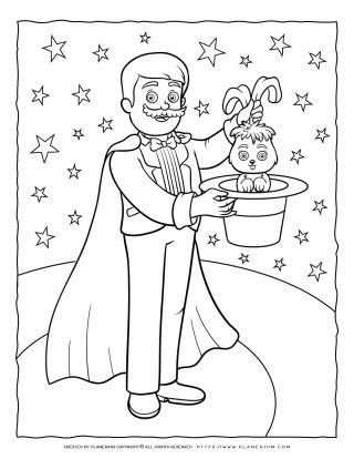 Circus Coloring Page - Magician | Planerium