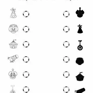 Circus Worksheet - Shadow matching | Planerium