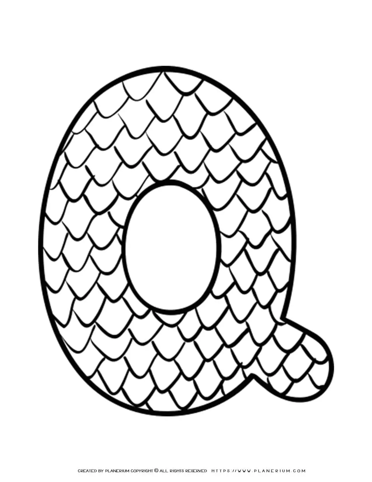 English Alphabet - Capital Q with Pattern - Coloring Page | Planerium