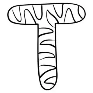 English Alphabet - Capital T with Pattern - Coloring Page | Planerium