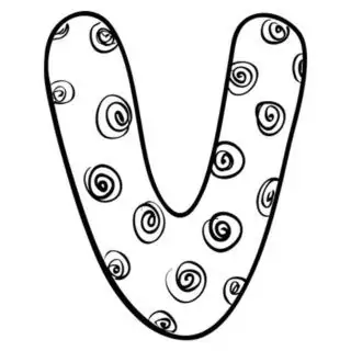 English Alphabet - Capital V with Pattern - Coloring Page | Planerium