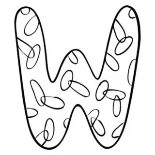 English Alphabet - Capital W with Pattern - Coloring Page | Planerium