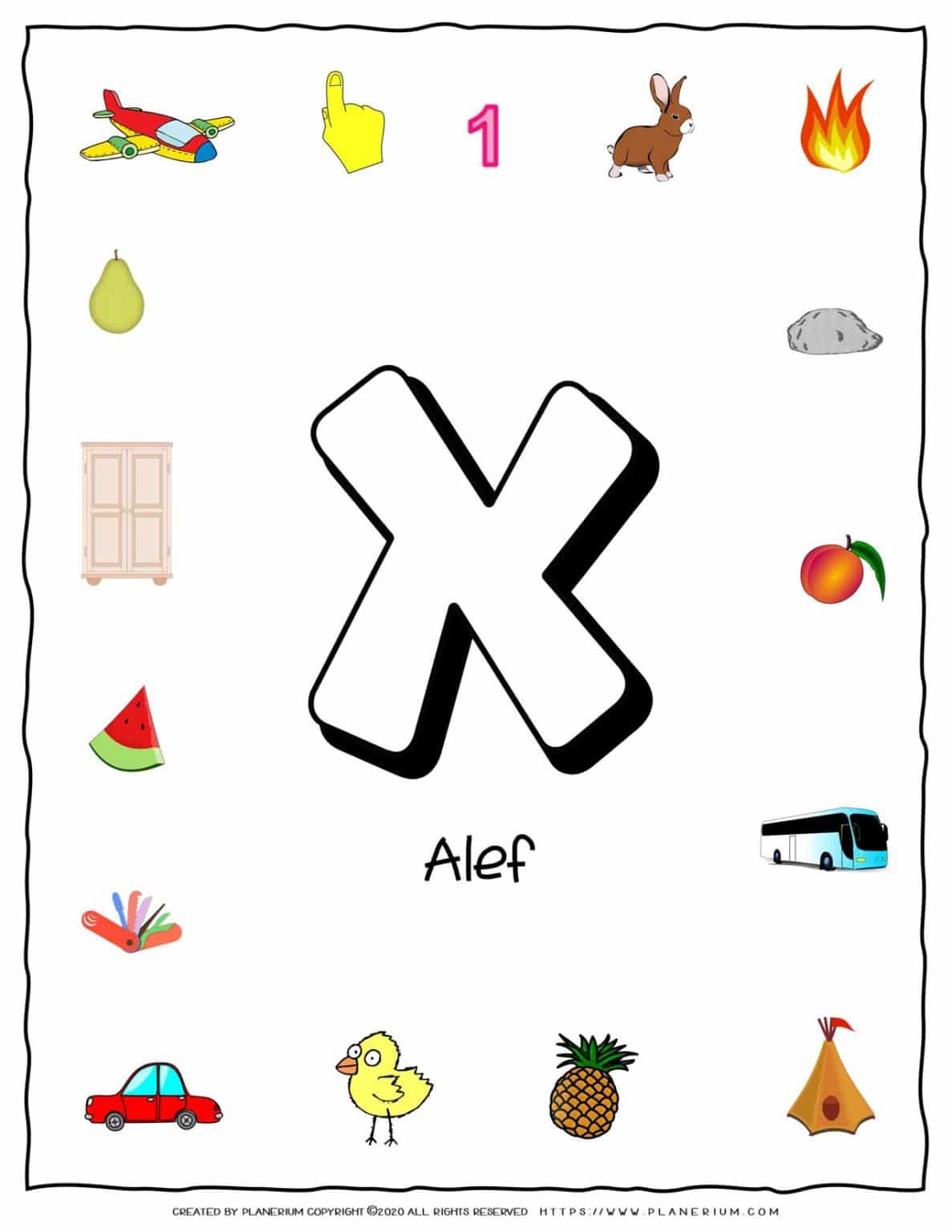 hebrew alphabet objects that starts with letter alef planerium