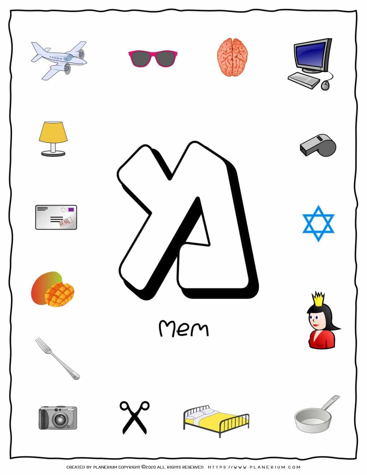 hebrew alphabet objects that starts with letter mem planerium