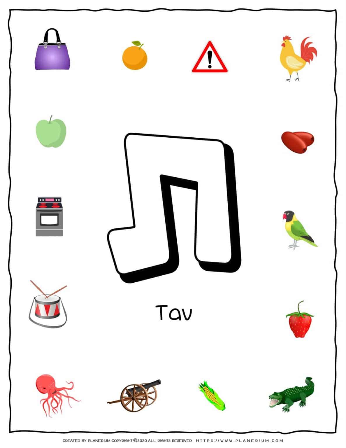 hebrew alphabet objects that starts with letter tav planerium