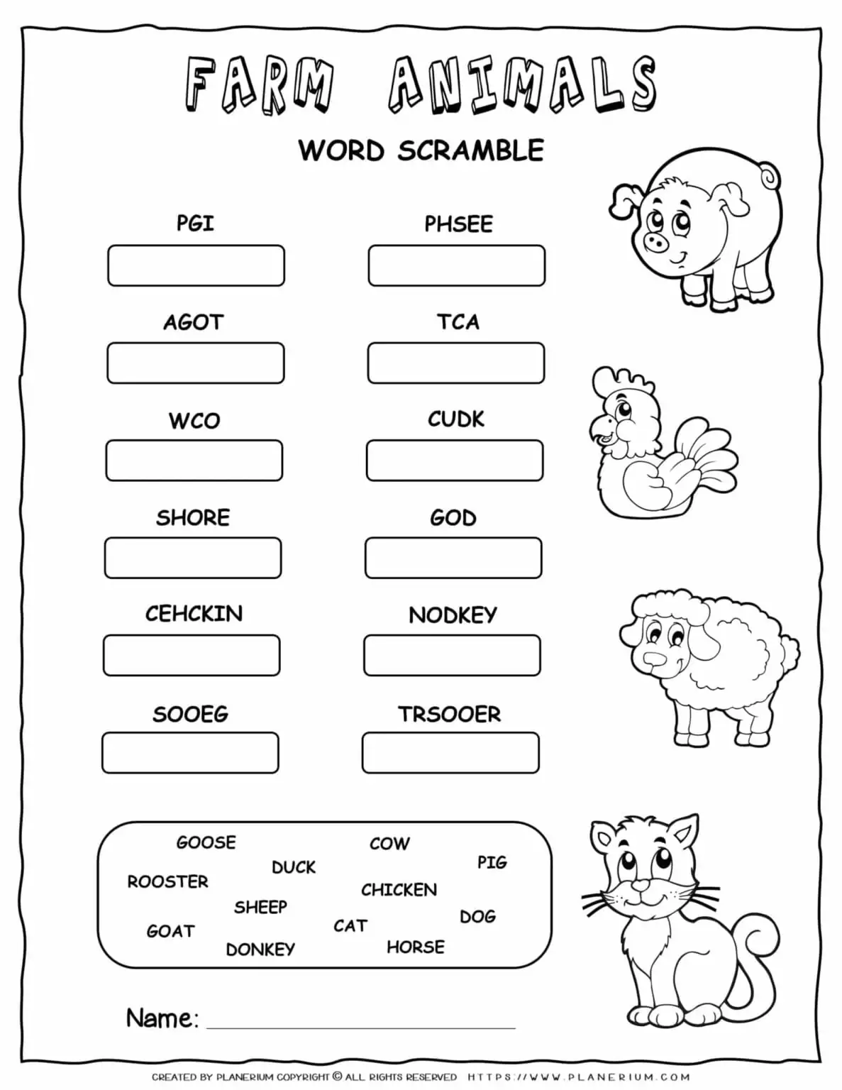 Animals Game - Scramble Words | Planerium