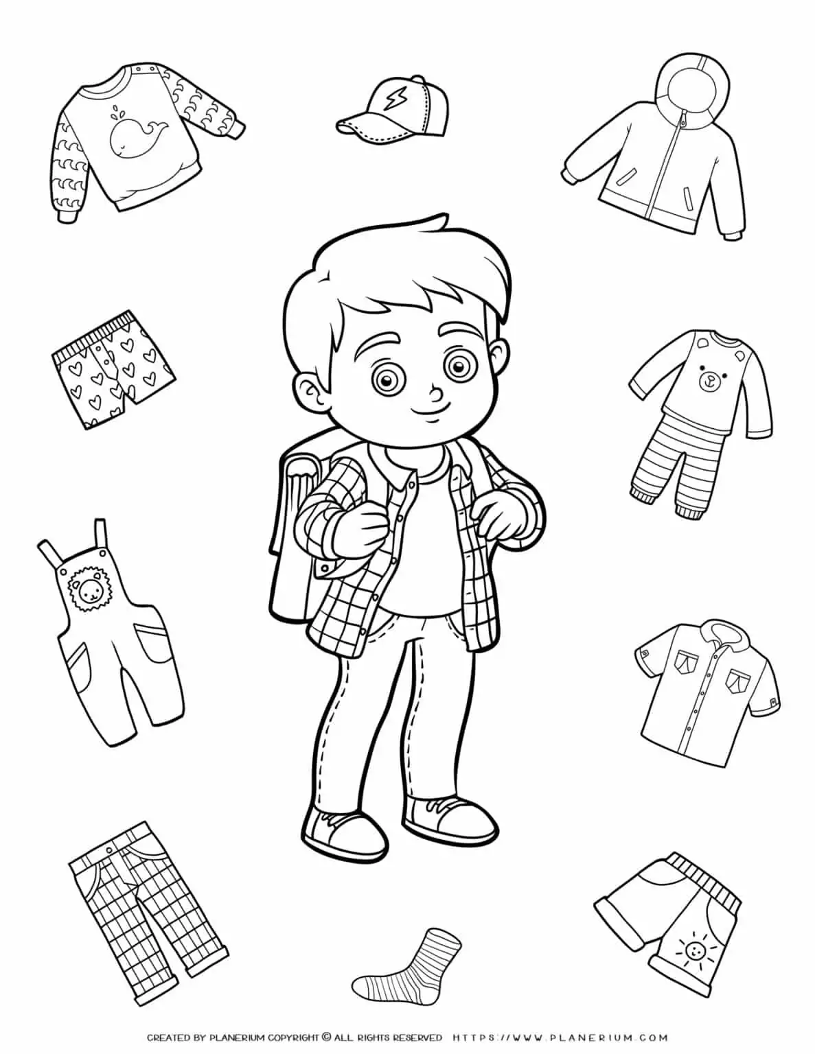 Clothes Coloring Page - Boy Clothes | Planerium