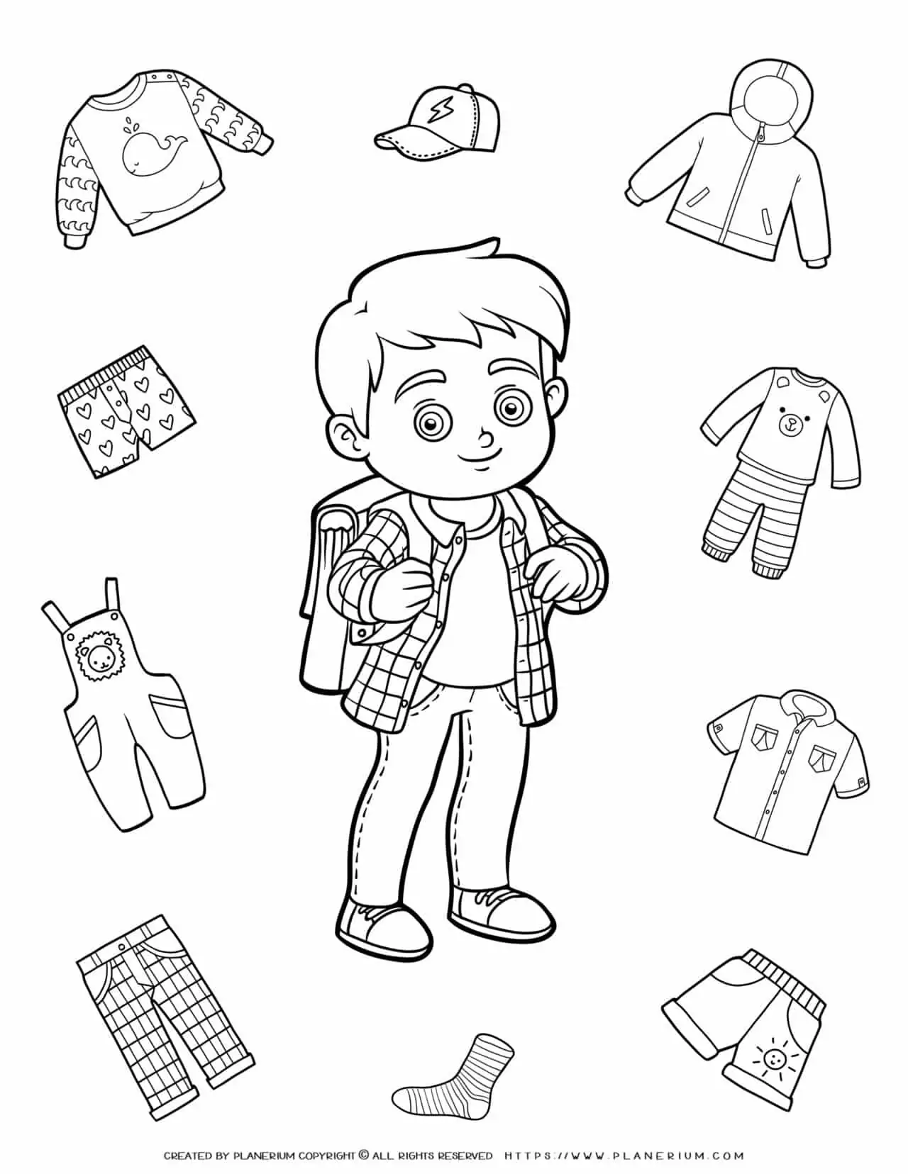 Clothes Coloring Page - Boy Clothes | Planerium