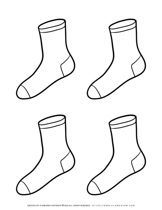 Clothes Coloring Page - Four Socks | Planerium