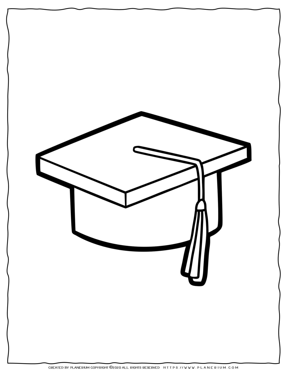 Fun Graduation Hat Coloring Page for Kids - Celebrate End of Year