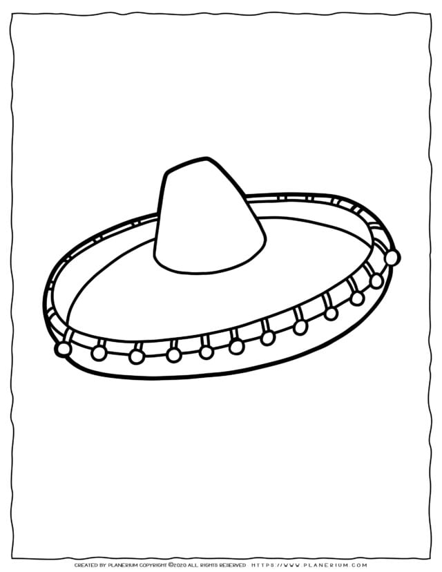 Clothes Coloring Page - Sombrero | Planerium