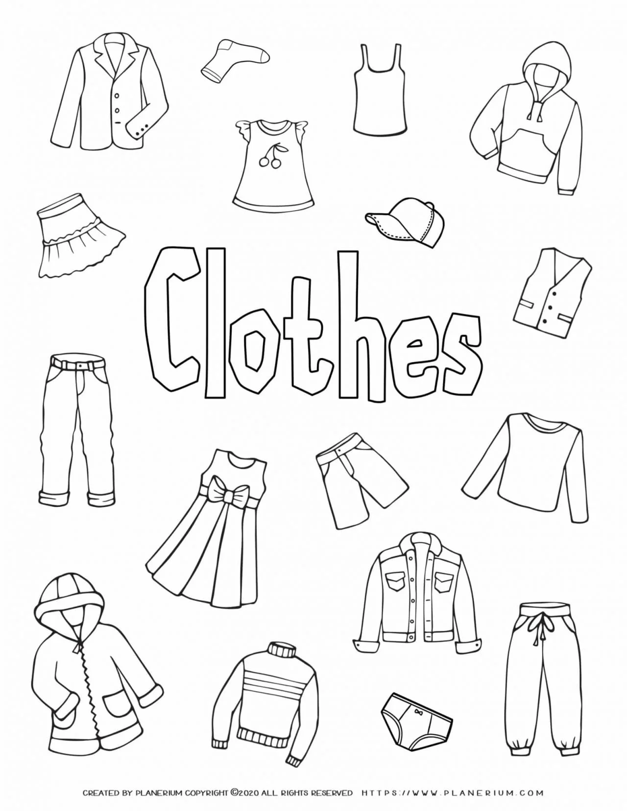 Clothes Line with Clothes Colouring Sheet