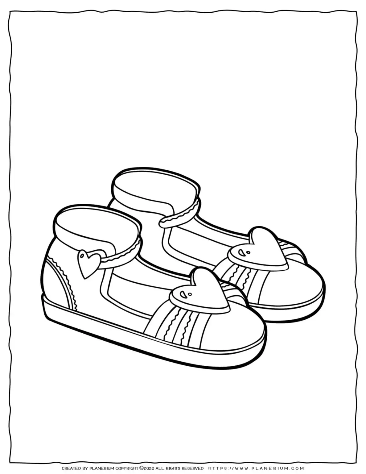 Clothes Coloring Page - Sandals with a Heart | Planerium