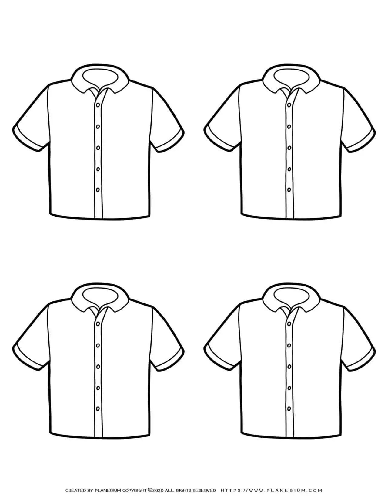 Clothes Template - Four Shirts | Planerium