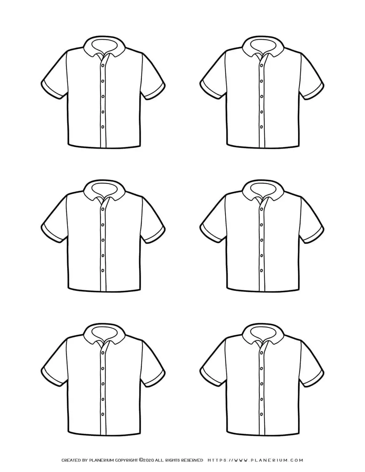 Clothes Template - Six Shirts | Planerium