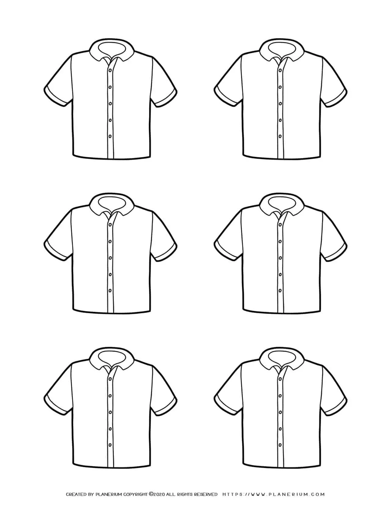 Clothes Template - Six Shirts | Planerium