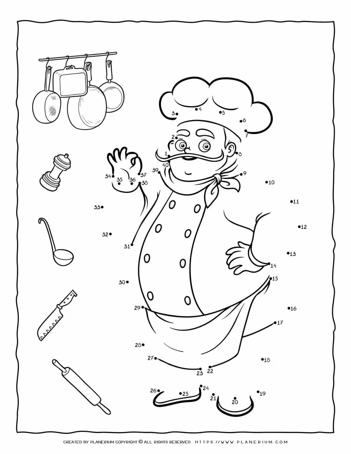 Professions Worksheet - Connect the Dots - Chef | Planerium