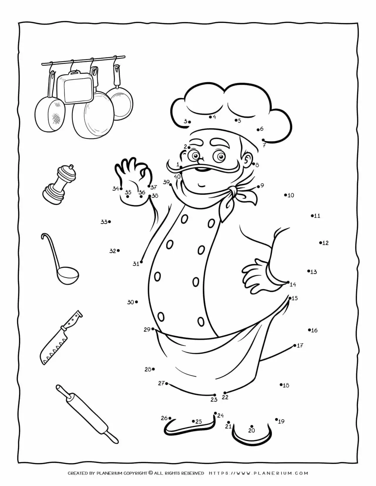 Professions Worksheet - Connect the Dots - Chef | Planerium