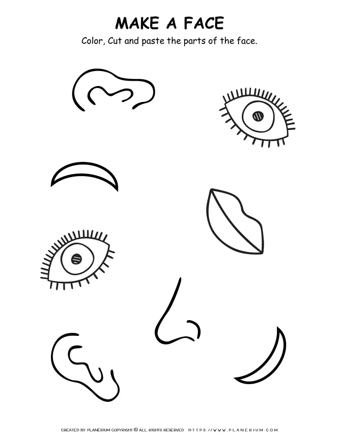 Science Worksheet - Face Parts | Planerium