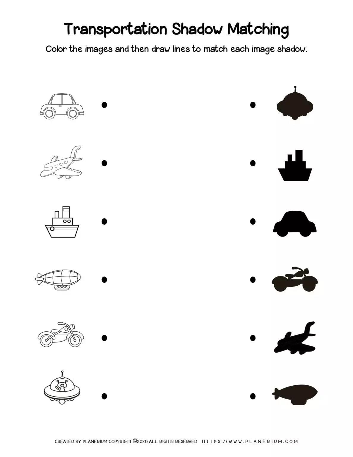 Transportation Worksheet - Shadow Matching | Planerium