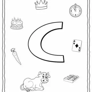 English Alphabet - Things Starting With C - Coloring Page | Planerium