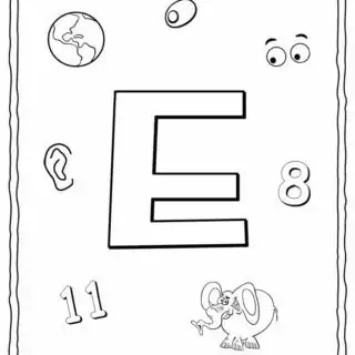 English Alphabet - Things Starting With E - Coloring Page | Planerium