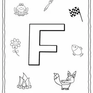 English Alphabet - Things Starting With F - Coloring Page | Planerium