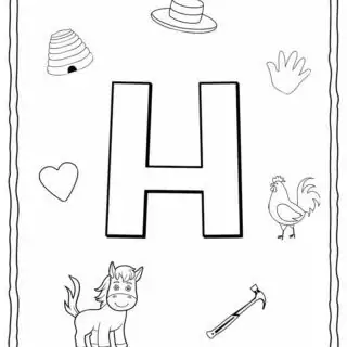 English Alphabet - Things Starting With H - Coloring Page | Planerium