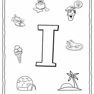 English Alphabet - Things Starting With I - Coloring Page | Planerium