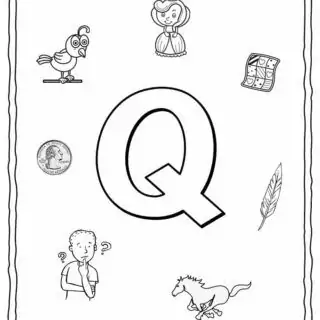 English Alphabet - Things Starting With Q - Coloring Page | Planerium