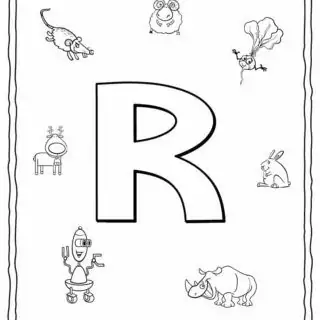 English Alphabet - Things Starting With R - Coloring Page | Planerium