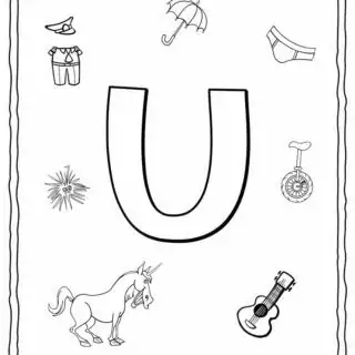 English Alphabet - Things Starting With U - Coloring Page | Planerium