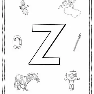 English Alphabet - Things Starting With Z - Coloring Page | Planerium