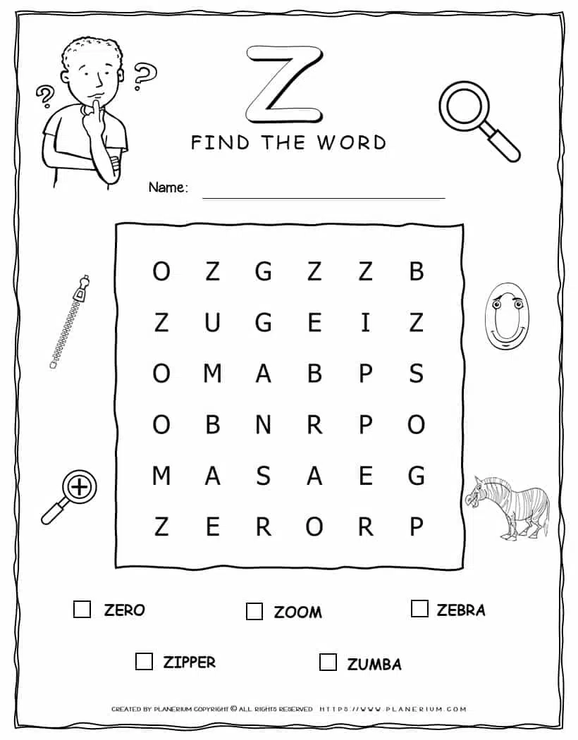 z words for kids