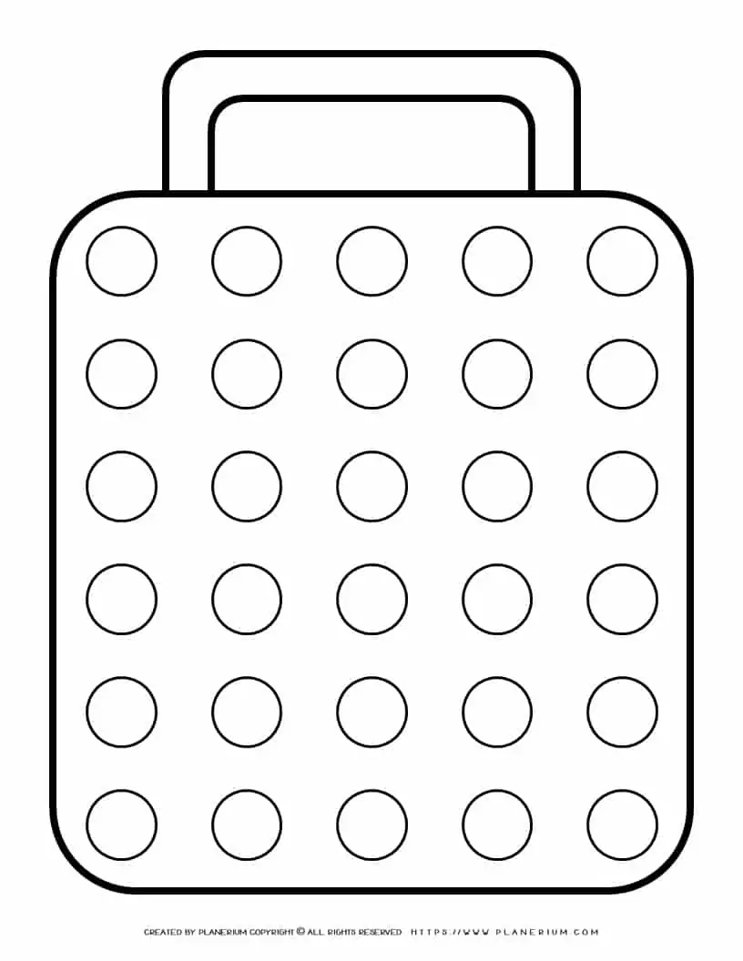 Suitcase Template - Big Suitcase with 30 Circles | Planerium